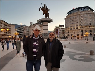 Dr. Vikram Chauhan (MD-Ayurveda) with Mr. Jagjit Singh (Planet Ayurveda's Distributor in Fresno, California, USA) in Skopje, Macedonia (Birthplace of Alexander the Great)
