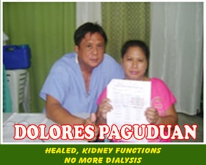 Dolores Paguduan (Healed, Kidney functions) Dolores Paguduan (Healed, Kidney functions)