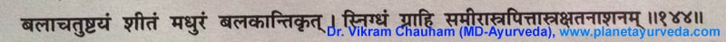 Ancient Ayurvedic Verse about Bala Sida cordifolia