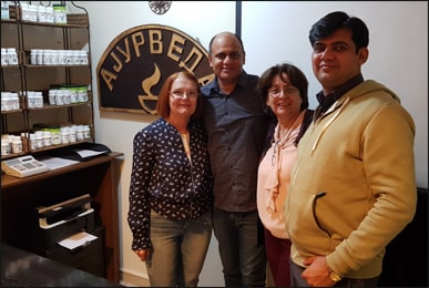 Dr. Vikram Chauhan with Ms. Divna Shipovikj and Ms. Karolina Kichevska at Planet Ayurveda Centre, Macedonia