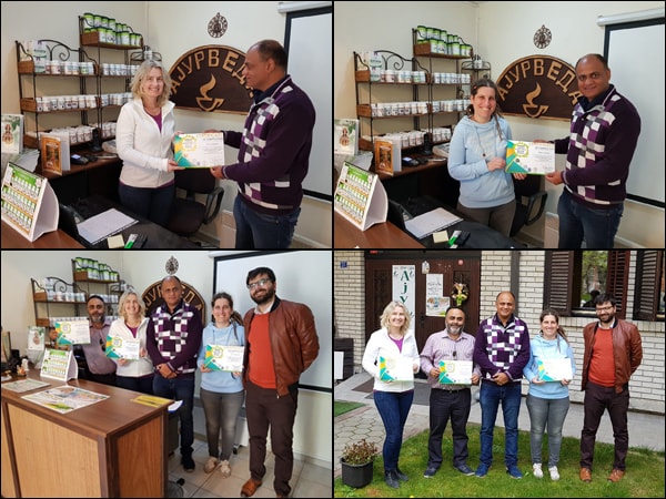 Dr. Vikram Chauhan with his students from USA, Slovakia and Macedonia at Planet Ayurveda Center in Skopje, Macedonia after presenting certificates of ayurveda training given by him from 27th March to 9th April 2018.