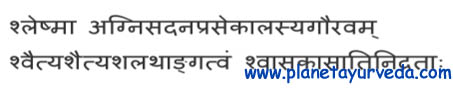 Shloka on vitiation of Kapha Dosha