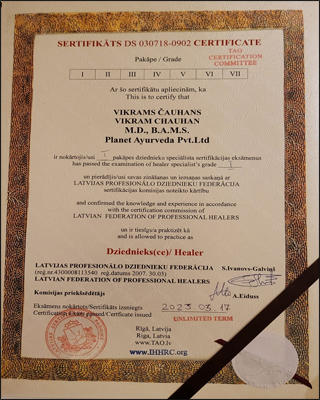 Europe, Seminar, Ayurveda Seminar, Ayurveda, Ayurvedic, Consultation, Dr. Vikram Chauhan, Latvia, National State Library of Riga, Certificate