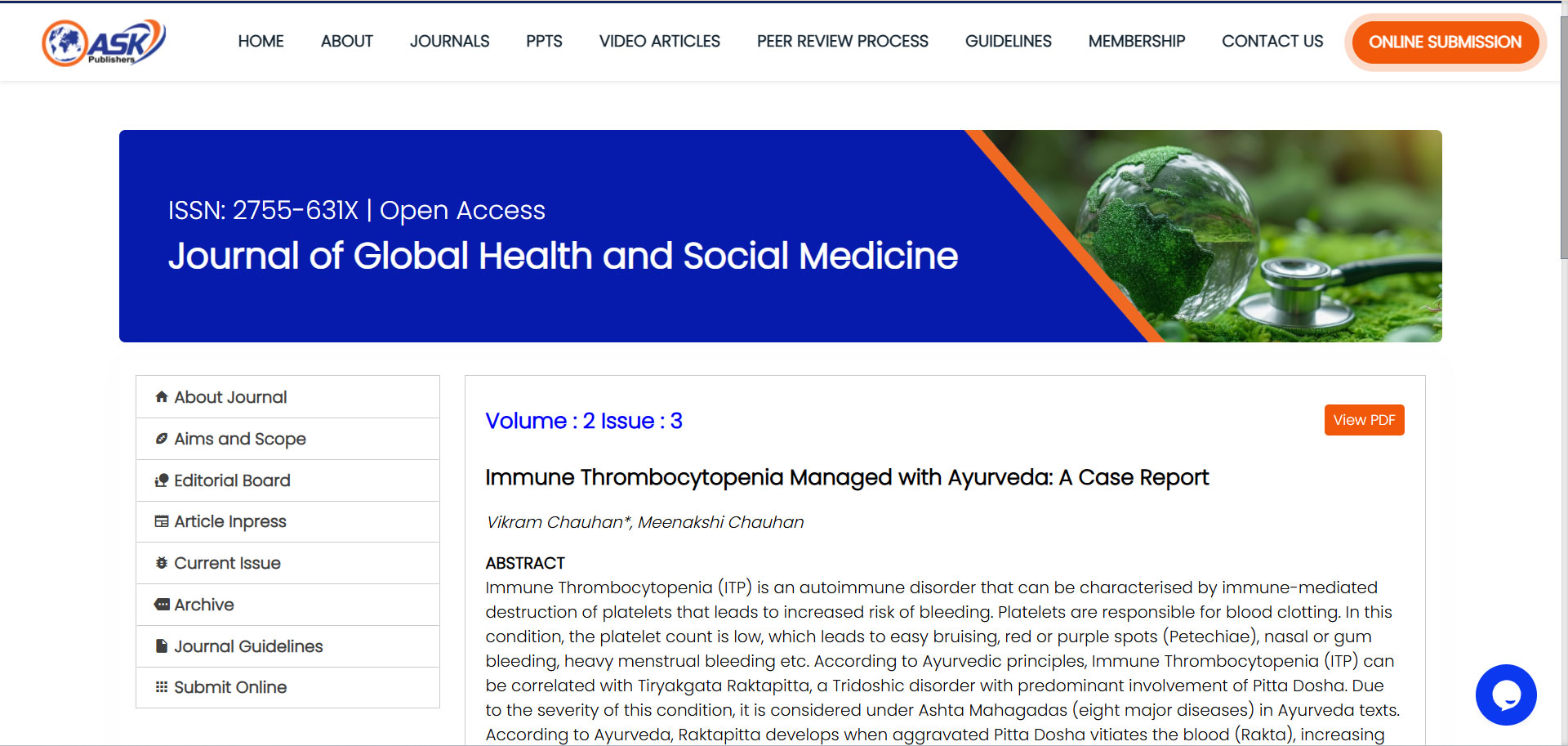 Immune Thrombocytopenia Managed with Ayurveda: A Case Report Immune Thrombocytopenia Managed with Ayurveda: A Case Report
